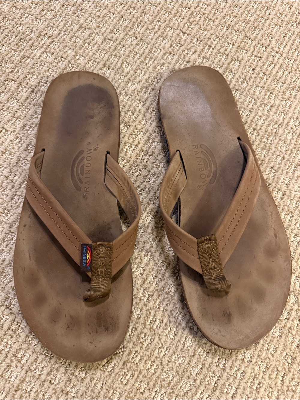Men’s Rainbow The Original tan flip flops sandals Hawaii sz 12